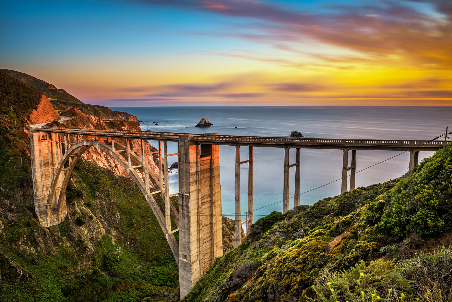 Monterey  - Bixby Bridge and Pacific Coast Highway at sunset